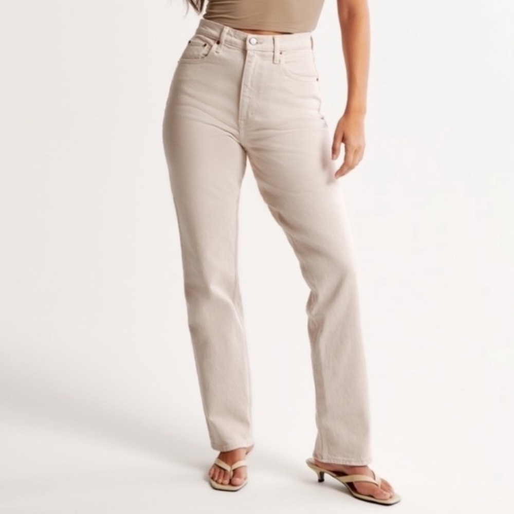 ABERCROMBIE & FITCH | Cream 90s Straight Leg Jeans | SIZE 23 000R